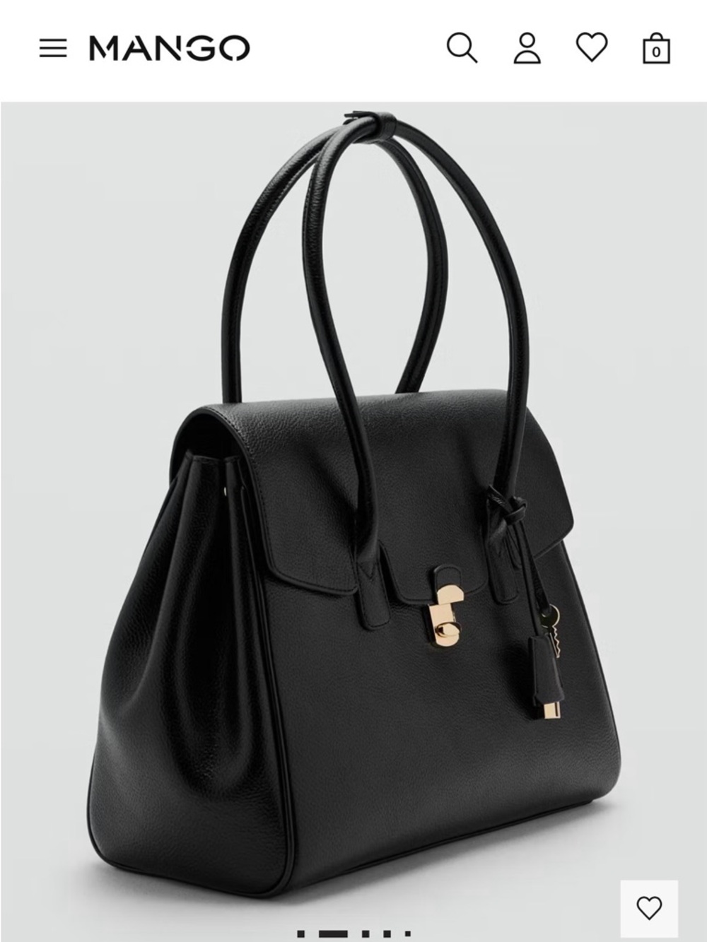 Mango Black Leather Satchel - Picture 2 of 5